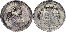 Altdeutsche Münzen und Medaillen
Schwarzburg-Rudolstadt
Ludwig Günther II., 1767-1790
Konventionstaler 1786 ICK, Saalfeld. Geharn. Brustb. n.r./2 W...