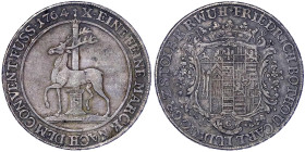 Altdeutsche Münzen und Medaillen
Stolberg-Stolberg
Friedrich Botho und Karl Ludwig, 1761-1768
Konventionstaler 1764 C. 27,83 g. fast vorzüglich, sc...