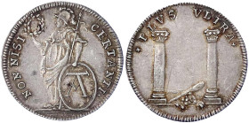Altdeutsche Münzen und Medaillen
Ulm, Stadt
Silberne Gymnasialprämie o.J.(nach 1712). NON NISI CERTANTI Pallas mit Kranz und Schild/PLVS VLTRA zwei ...