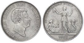 Altdeutsche Münzen und Medaillen
Württemberg
Wilhelm I., 1816-1864
Kronentaler 1833. Handelsfreiheit. sehr schön, kl. Randfehler und leicht justier...