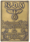 Medaillen
Drittes Reich
Rechteckige einseitige Bronzeplakette o.J. von Mayer & Wilhelm, Stuttgart. RDH (Reichsverband für das deutsche Hundewesen) f...