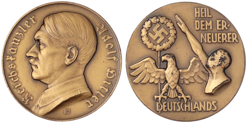 Medaillen
Drittes Reich
Bronzierte Zinkmedaille o.J. von B.H. Mayer, Pforzheim...