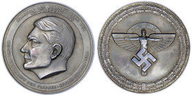 Medaillen
Drittes Reich
Versilberte Bronzemedaille 1941. Plakette des Korpsführers des NS-Fliegerkorps (Dr.W. Matthiesen). Reichs-Wettkampf der Flie...