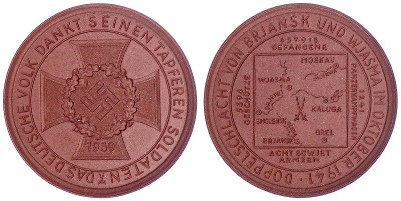 Medaillen
Drittes Reich
Porzellanmedaille Doppelschlacht von Brjansk u. Wjasma...