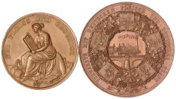 Medaillen
Eisenbahn
2 Bronzemedaillen: 1835 Gewerbeausst. Berlin, 45 mm; o.J. für Fleiss. 36 mm. Beide jeweils im Etui. vorzüglich