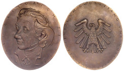 Medaillen
Kunst und Musik
Musiker
Große, ovale Bronzegußmedaille o.J. (1955) v. Herbert Calleen, Köln, Auszeichnung für Chorgesang und Volkslied. B...