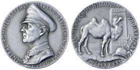 Medaillen
Medailleure
Goetz, Karl
Zinkmedaille 1941 auf den Generalfeldmarschall Erwin Rommel. 36 mm. Im nicht zugehörigen Etui. vorzüglich. Kienas...
