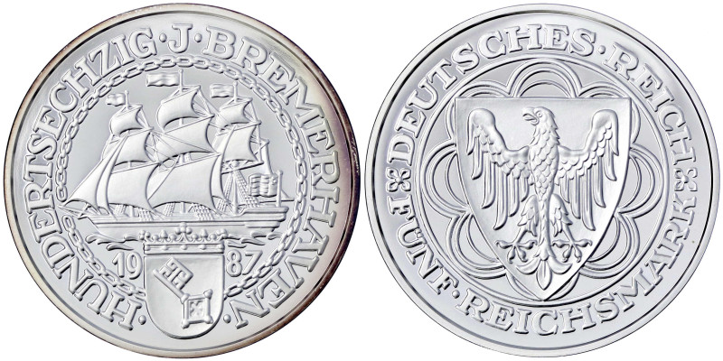 Medaillen
Städtemedaillen
Bremerhaven
Grosse Fein-Silbermedaille 1987 auf 160...