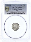 Reichskleinmünzen
20 Pfennig kleiner Adler, Silber 1873-1877
1874 A. Im PCGS-Blister mit Grading MS 66 (Top Pop, das beste gegradete Ex). Stempelgla...