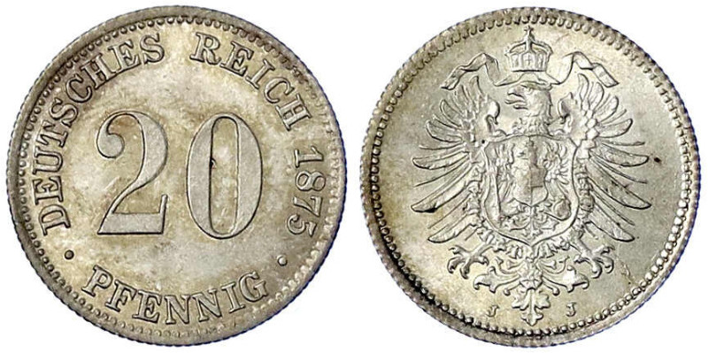 Reichskleinmünzen
20 Pfennig kleiner Adler, Silber 1873-1877
1875 J. Interessa...