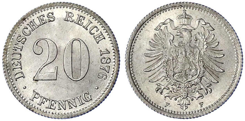 Reichskleinmünzen
20 Pfennig kleiner Adler, Silber 1873-1877
1876 F. Stempelgl...