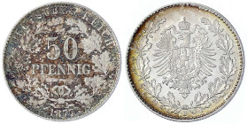 Reichskleinmünzen
50 Pfennig kl. Adler Eichenzweige Silber 1877-1878
1877 B. gutes vorzüglich. Jaeger 8.