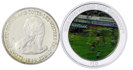 LOTS
Sammlungen allgemein
2 Silbermünzen: Andorra 20 D. 1984 Kantabrische Braunbären und Salomonen 10 Dollars 2005 zur Fußball-WM 2006 (Kippbild als...