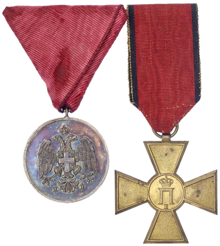 Orden und Ehrenzeichen
Serbien
2 Stück: Erinnerungskreuz zum serb-bulg. Krieg ...