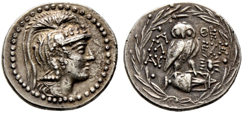 Attika. Athen 
Drachme des neuen Stils 138-137 v. Chr. Kopf der Athena mit atti...