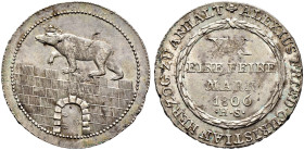 Anhalt-Bernburg. Alexius Friedrich Christian 1796-1834 
Gulden zu 1/2 Konventionstaler 1806 -Bernburg-. Mit Beschlägen auf der Tür in der Mauer. AKS ...
