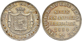 Anhalt-Bernburg. Alexander Carl 1834-1863 
Ausbeutetaler 1834. AKS 15, J. 59, Thun 2, Kahnt 3. minimale Randfehler, vorzüglich