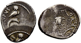 Römische Republik. Mn. Cordius Rufus 46 v. Chr 
Denar -Rom oder Athen-. Wie vorher, jedoch das Avers mit starker und interessanter Verprägung, so das...