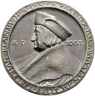 Augsburg, Stadt. 
Einseitige Bleigussmedaille 1527 von Friedrich Hagenauer, auf den Augsburger Arzt Johann Kleinmüller (1473-1531). IOHAN. KLAINMVLHE...