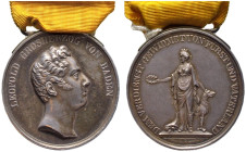 Baden-Durlach. Leopold 1830-1852 
Große silberne Verdienstmedaille o.J. (verliehen ab 1831) von Ludwig Kachel und Carl Wilhelm Doell. Kopf nach recht...