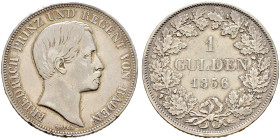 Baden-Durlach. Friedrich I. 1852-1907 
Gulden 1856. AKS 117, J. 69. kleine Kratzer und Randfehler, sehr schön