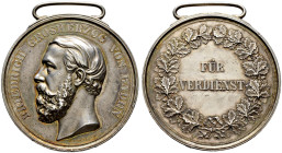 Baden-Durlach. Friedrich I. 1852-1907 
Große silberne Zivilverdienstmedaille o.J. (verliehen 1867-1881) von Christian Schnitzspahn (signiert). Kopf d...