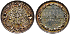 Baden-Durlach. Friedrich I. 1852-1907 
Silbermedaille 1888 von M. Mayer, auf die Goldene Hochzeit von Jean Bally (1812-1889, Inhaber der Bandweberei ...