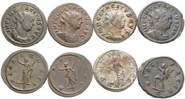 Kaiserzeit. Tacitus 275-276 
Lot (4 Stücke): Antoniniane. 276 -Lugdunum-. Spes nach links stehend (RIC 61), 275 -Ticinum-. Mars nach links schreitend...