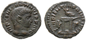 Kaiserzeit. Constantinus I. der Große 307-337 
1/4 Folles 313 -Rom-. IMP CONSTANTINVS P F AVG. Bloße Büste nach rechts / SAPIENTIA PRINCIPIS. Eule au...