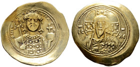 Michael VII. Dukas 1071-1078 
Histamenon nomisma (Scyphat) -Constantinopolis-. Kaiserbüste von vorn mit Labarum und Kreuzglobus / Christusbüste von v...