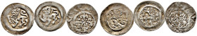 Bamberg, Bistum. Heinrich I. von Bilversheim 1242-1257 
Lot (3 Stücke): Pfennige. Kreuz mit Lilie in jedem Winkel / Bischofsbrustbild (Krug 73, 0,55 ...
