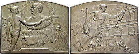 Argentinien. 
Versilberte Bronzeplakette 1917 von C. Rossi, auf den 50. Geburtstag des Unternehmers und Politikers Adolfo Bullrich (1833-1904). Lands...