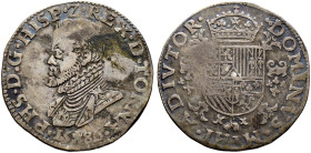 Belgien-Tournai. Philipp II. von Spanien 1555-1598 
1/2 Philippstaler (1/2 Ecu philippe) 1586 -Tournai-. Delm. 77, Vanhoudt 364 (R3). selten, fast se...