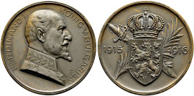 Bulgarien. Ferdinand I. 1887-1918 
Medaille aus bronziertem Kriegsmetall 1916 von Mayer und Wilhelm, auf den Weltkrieg 1915/16. Brustbild in Uniform ...