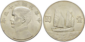 China-Republik. Erste Republik 1912-1949 
Dollar Jahr 23 (1934). Sun Yat-Sen. Ein zweites Exemplar. Y. 345, L./M. 110. winzige Kratzer, vorzüglich