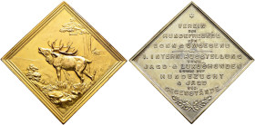 Bonn, Stadt. 
Vergoldete bzw. versilberte Bronzeplakette o.J. (um 1900) von Mayer und Wilhelm, auf die 1. Inter­nationale Ausstellung von Jagd- und L...
