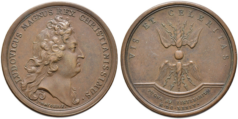 Frankreich-Königreich. Louis XIV. 1643-1715 
Bronzemedaille 1674 von J. Mauger,...