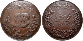 Brandenburg-Preußen. Friedrich Wilhelm IV. 1840-1861 
Bronzenes Medaillon o.J. (1850). Galvano von B. Pistrucci, auf die Schlacht bei Waterloo am 18....