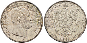 Brandenburg-Preußen. Wilhelm I. 1861-1888 
Doppelter Vereinstaler 1861 A. AKS 95, J. 94, Thun 268, Kahnt 391. Olding 401 selten, winzige Kratzer, vor...