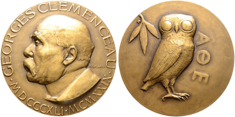 Frankreich-Königreich. Dritte Republik 
Bronzemedaille 1929 von F. Sicard, auf ...