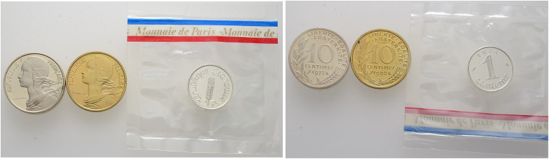 Frankreich-Königreich. Fünfte Republik seit 1958 
Lot (3 Stücke): 10 Centime - ...