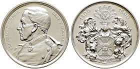 Brandenburg-Preußen. Wilhelm II. 1888-1918 
Versilberte Bronzemedaille 1890 von Lauer, auf den 90. Geburtstag des Generalfeldmarschalls Helmuth von M...
