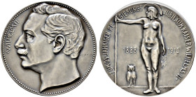Brandenburg-Preußen. Wilhelm II. 1888-1918 
Mattierte Silbermedaille 1913 von A. Grath (bei Oertel, Berlin), auf das 25-jährige Regierungsjubiläum - ...