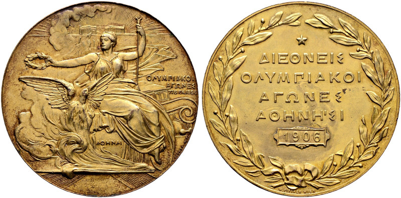 Griechenland. Georg I. 1863-1913 
Vergoldete Bronzemedaille für Teilnehmer (Par...