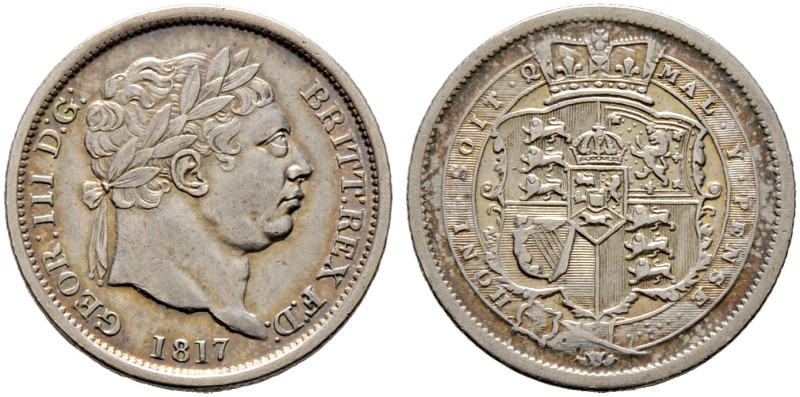 Großbritannien. George III. 1760-1820 
Shilling 1817. Spink 3790. sehr schön-vo...