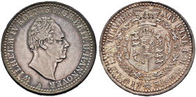 Braunschweig-Calenberg-Hannover. Wilhelm IV. 1830-1837 
Taler 1836 A. Feinsilber. AKS 64, J. 52, Thun 154, Kahnt 221. feine alte Patina, kleine Kratz...