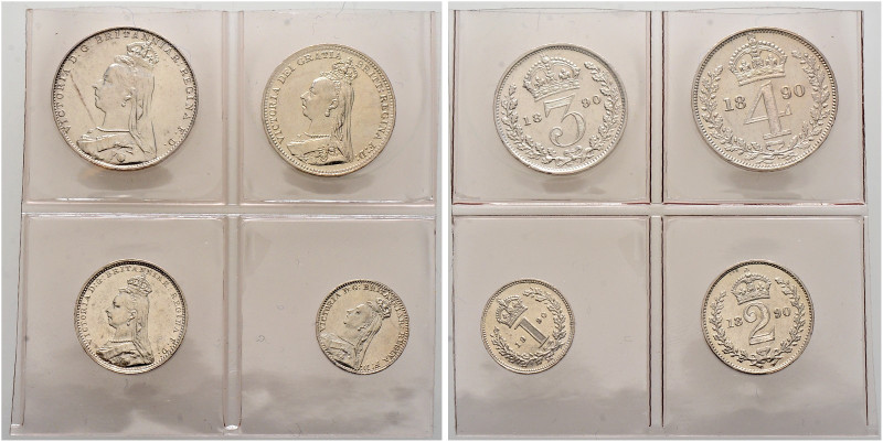 Großbritannien. Victoria 1837-1901 
Maundy Set 1890. Spink 3932. Stempelglanz
