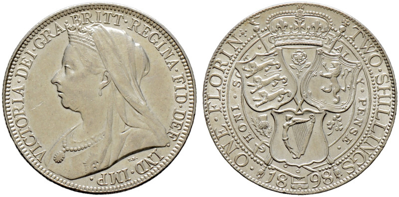 Großbritannien. Victoria 1837-1901 
Florin 1898. Spink 3939. winzige Kratzer, v...