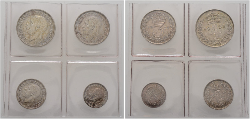 Großbritannien. George V. 1910-1937 
Maundy Set 1929. Spink 4043. leicht flecki...