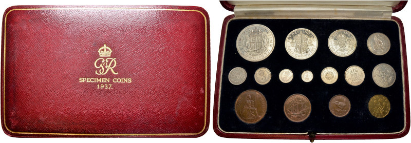 Großbritannien. George VI. 1937-1953 
15-tlg. Kursmünzensatz (Specimen Coins) 1...